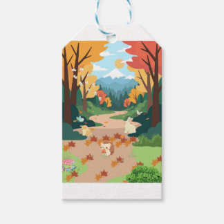 Étiquettes-cadeau Cute Autumn Forest Animals Cozy Landscape Art Post