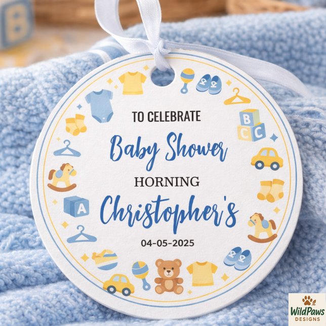 Étiquettes Cadeau Cute Baby Clothes & Toys Boy Baby Shower (Cute Baby Clothes & Toys Boy Baby Shower Favor Tags
)