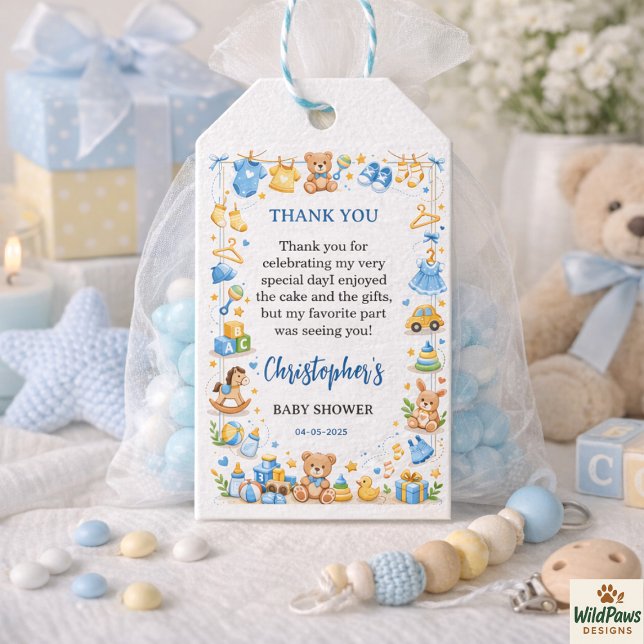 Étiquettes-cadeau Cute Baby Clothes & Toys Boy Baby Shower (Cute Baby Clothes & Toys Boy Baby Shower Gift Tags
)