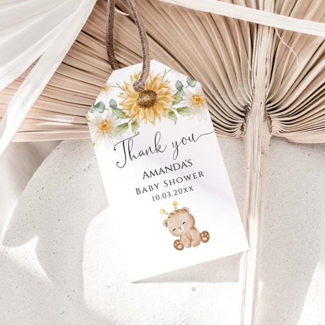 Étiquettes-cadeau Cute Baby shower d'ours de miel Merci (Créateur téléchargé)