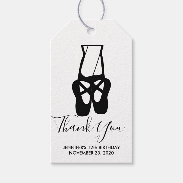Étiquettes-cadeau Cute Ballet Dancer Jambes & Chaussons Merci (Devant)