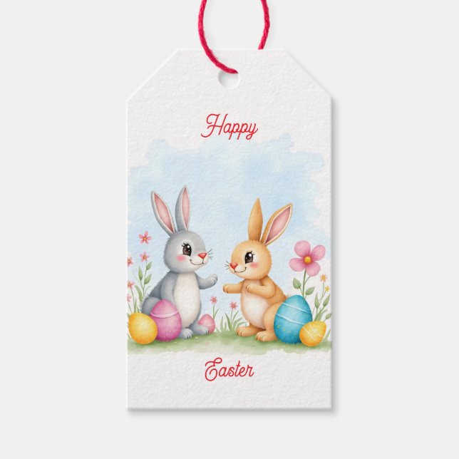 Étiquettes-cadeau Cute Beautiful Easter Bunnies Modern Collection (Devant)