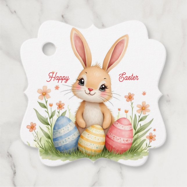Étiquettes Cadeau Cute Beautiful Easter Bunny Popular Collection (Devant)