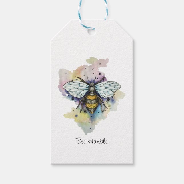 Étiquettes-cadeau Cute Bee And Rainbow Wash (Devant)