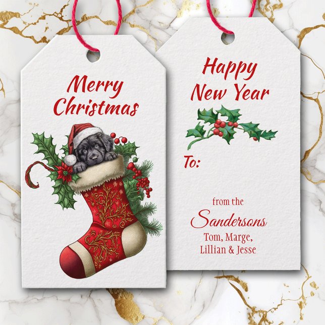 Étiquettes-cadeau Cute Black Labrador Retriever Puppy Peeeking (Créateur téléchargé)