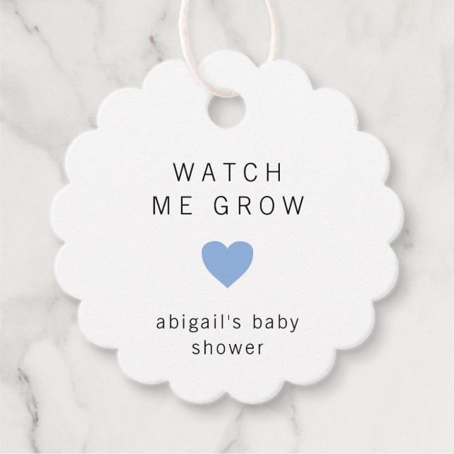 Étiquettes Cadeau Cute Blue Heart Baby shower moderne (Devant)