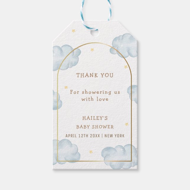 Étiquettes-cadeau Cute Boho Star Cloud Arch Baby shower garçon (Devant)
