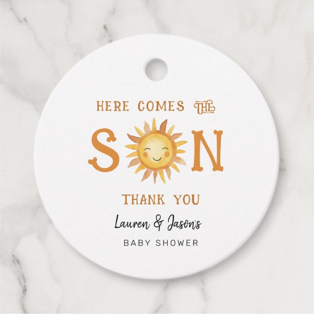 Étiquettes Cadeau Cute Boho Sun Baby Boy Baby shower Merci (Devant)