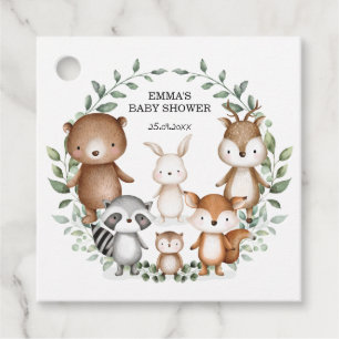 Étiquettes Cadeau Cute Bois Animaux Forêt Verdure Neutre bébé