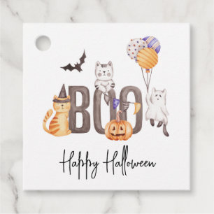 Étiquettes Cadeau Cute Boo Joyeux Halloween Chats Fantômes Citrouill