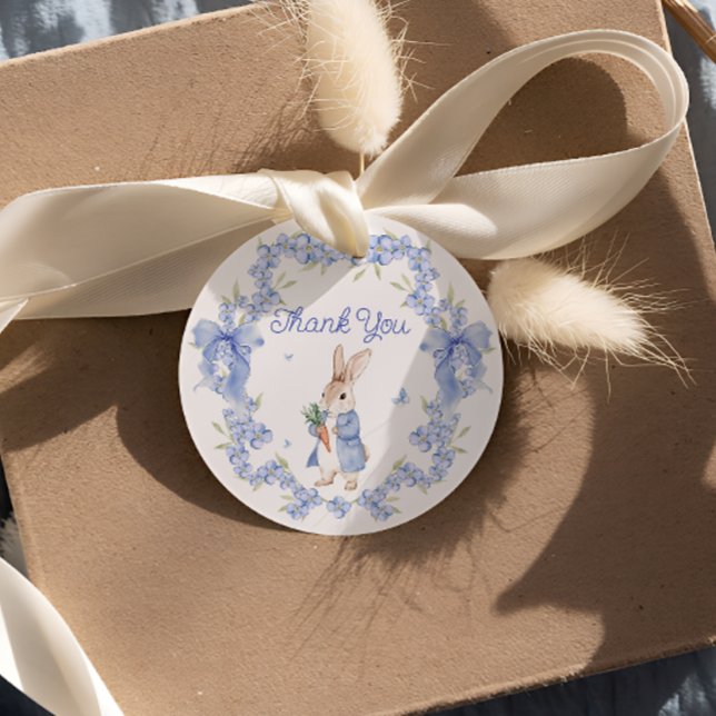 Étiquettes Cadeau Cute Bunny Peter Rabbit Garçon Baby shower Merci (Créateur téléchargé)