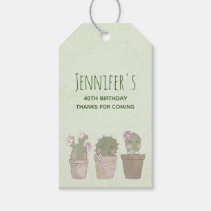 Étiquettes-cadeau Cute Cactus Trio Aquarelle Design Anniversaire Fav