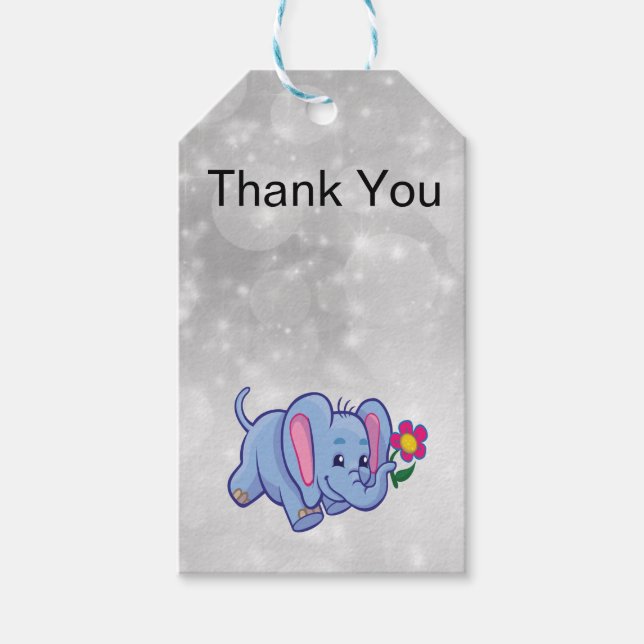 Étiquettes-cadeau Cute cartoon elephant (Devant)