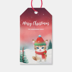 Étiquettes-cadeau Cute chat chaton Père Noël fête de Noël enfant