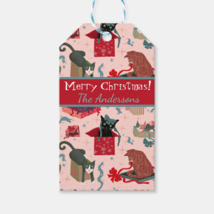 Étiquettes-cadeau Cute Chats Dans Les Boîtes De Noël Personnalisées