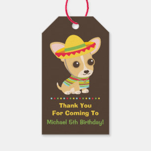 Étiquettes-cadeau Cute Chihuahua Mexicaine Kids Fiesta Party Tags ca