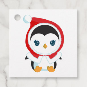 Étiquettes Cadeau Cute Christmas Penguin