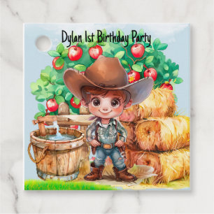 Étiquettes Cadeau Cute Cowboy Farmer 1er. Merci de fête d'anniversai