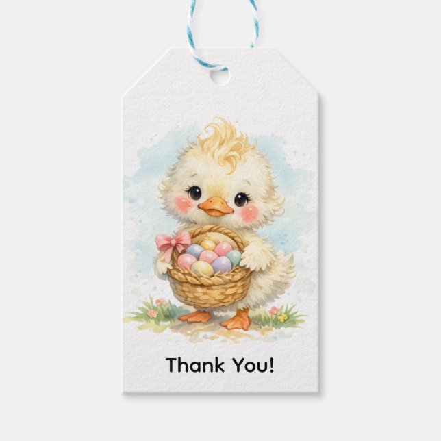 Étiquettes-cadeau Cute Duckling Easter Egg Party Thank You (Devant)