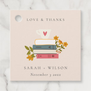 Étiquettes Cadeau Cute Dusky Blush empilé Storybooks Mariage floral