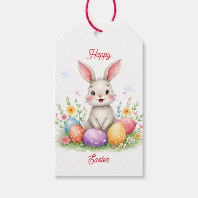 Étiquettes-cadeau Cute Easter Bunny And Eggs Modern Collection (Devant)