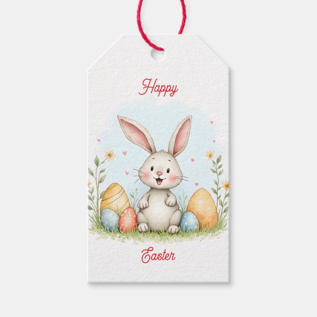Étiquettes-cadeau Cute Easter Bunny And Eggs Trendy Collection (Devant)