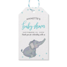 Cute Elephant bleu Confetti Baby shower Merci