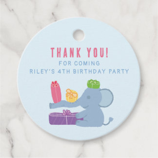 Étiquettes Cadeau Cute Elephant Holding Gifts Party Favor Tags