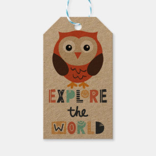 Étiquettes-cadeau Cute Exploration Owl