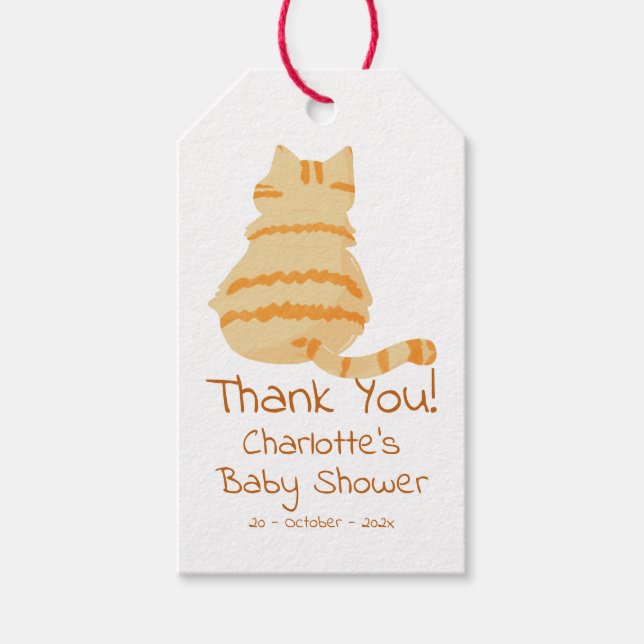 Étiquettes-cadeau Cute Fat Orange Cat Baby Shower (Devant)
