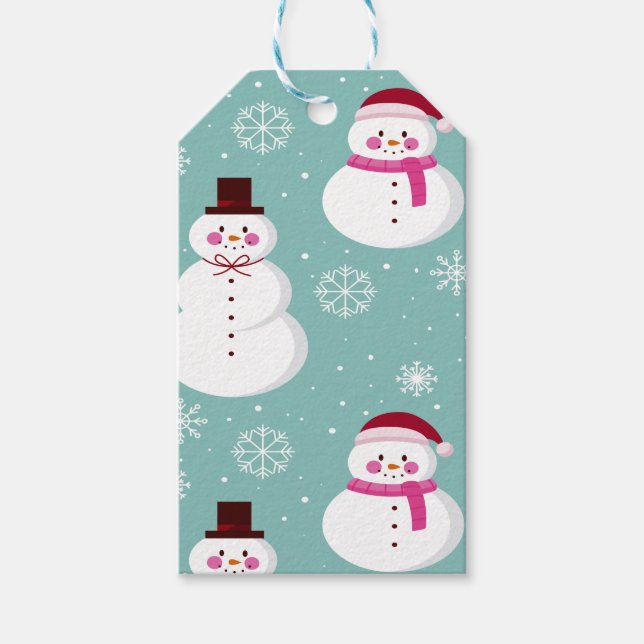 Étiquettes-cadeau Cute Festif Hiver Rose Frosty Snowman (Devant)