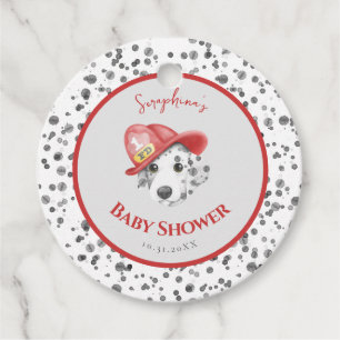 Étiquettes Cadeau Cute Fire Fighter Baby shower dalmate