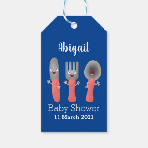 Étiquettes-cadeau Cute fourche couteau et cuillère dessin de couvert