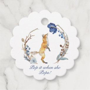 Étiquettes Cadeau Cute Fox bois aquarelle Baby shower Floral