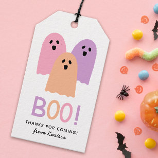 Étiquettes-cadeau Cute Ghosts Nom du livre Halloween Anniversaire