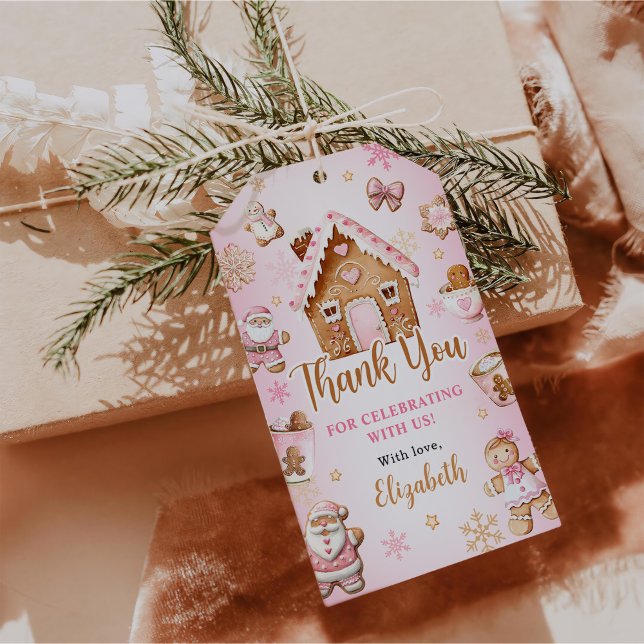 Étiquettes-cadeau Cute Gingerbread House Girl Birthday Party (Créateur téléchargé)
