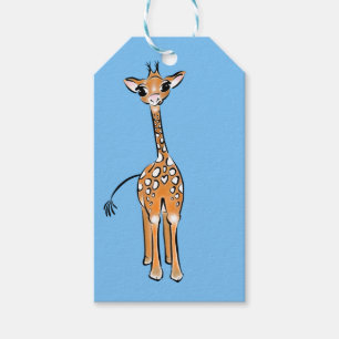 Étiquettes-cadeau Cute Giraffe drawing, safari animals