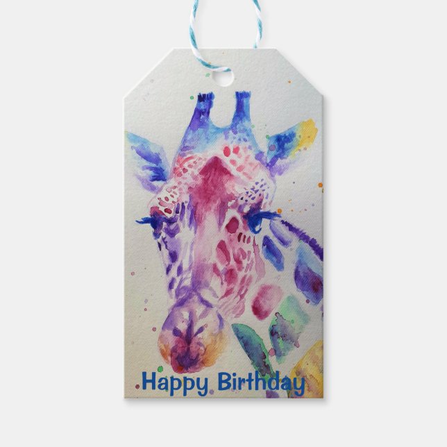 Étiquettes-cadeau Cute Giraffe Zoo Animal Party Anniversaire Favoris (Devant)