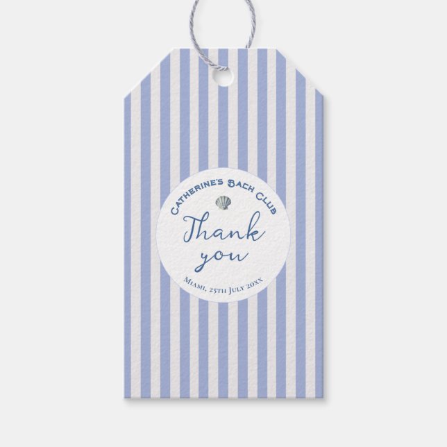 Étiquettes-cadeau Cute Girl Bleu Côtier Cowgirl Merci à rayures (Devant)