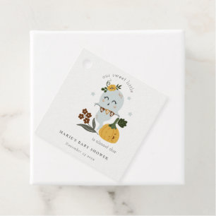Étiquettes Cadeau Cute Halloween Blue Ghost Little Boo Baby shower