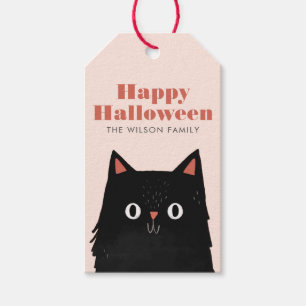 Étiquettes-cadeau Cute Halloween Chat noir Éffrayant