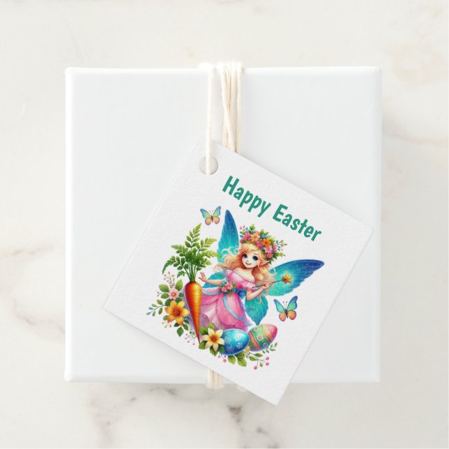 Étiquettes Cadeau Cute Happy Easter Fairy Customizable  (En situation)