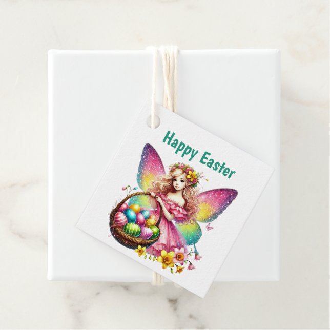 Étiquettes Cadeau Cute Happy Easter Fairy Customizable (En situation)