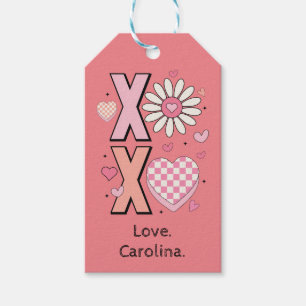 Étiquettes-cadeau Cute Hugs&Kisses XOXO Pink Love in Valentine's Day