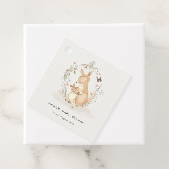 Étiquettes Cadeau Cute Joey Mama Kangaroo Baby shower de couronnes f (En situation)