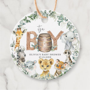 Étiquettes Cadeau Cute Jungle Animaux Végétation Boy Baby shower