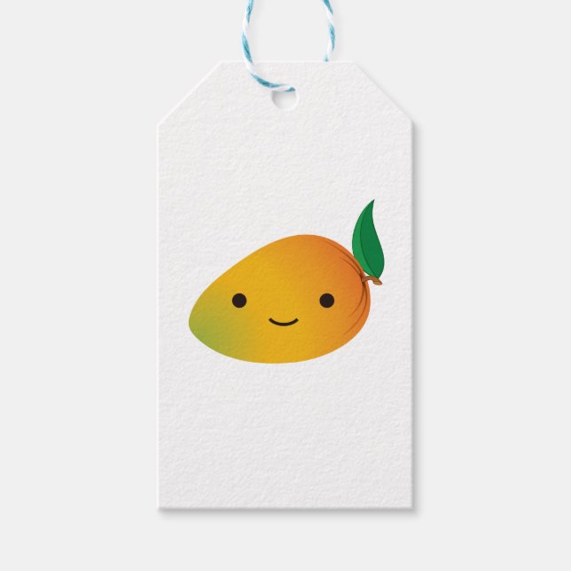 Étiquettes-cadeau Cute Kawaii Mango souriant (Devant)