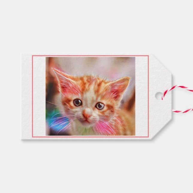 Étiquettes-cadeau Cute Kitten Face Ginger Chat (Devant (Horizontal))