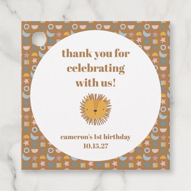 Étiquettes Cadeau Cute Lion Bébé Animal Personnalisé Anniversaire Me (Devant)