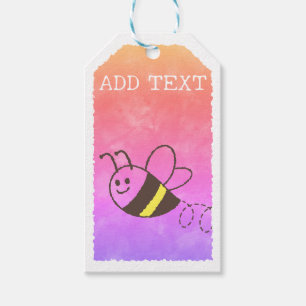 Étiquettes-cadeau Cute Little Bee Flying Watercolor Baby shower
